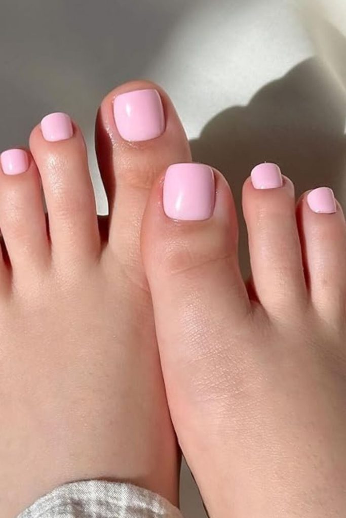 Light Pink Toe Nail Style for a Soft Feminine Touch