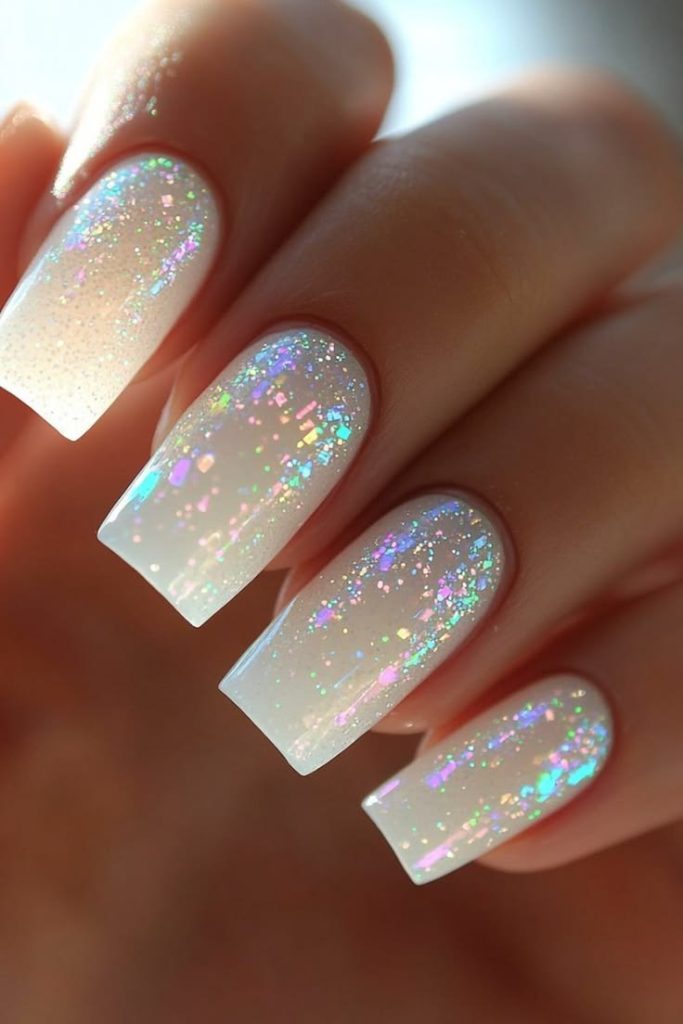 Light and Sparkly Glitter Nails