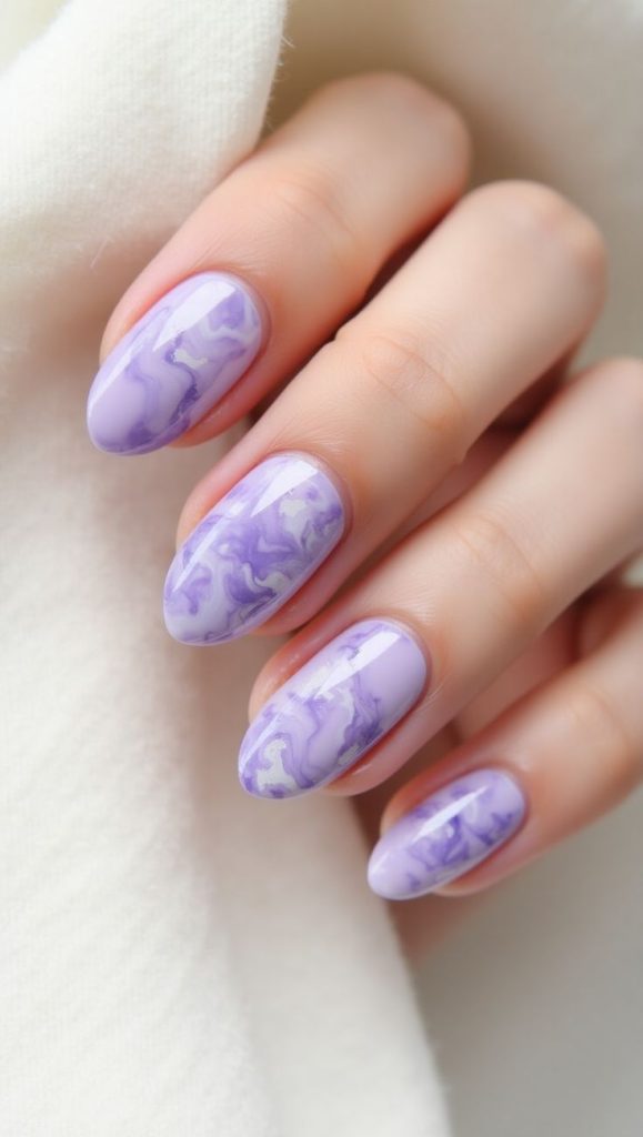 Lilac and White Ombre Nails