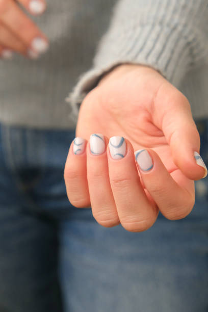 Milky Nails with Negative Space Design