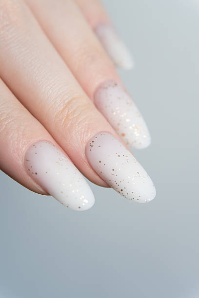 Milky Nails with Sparkle Tips