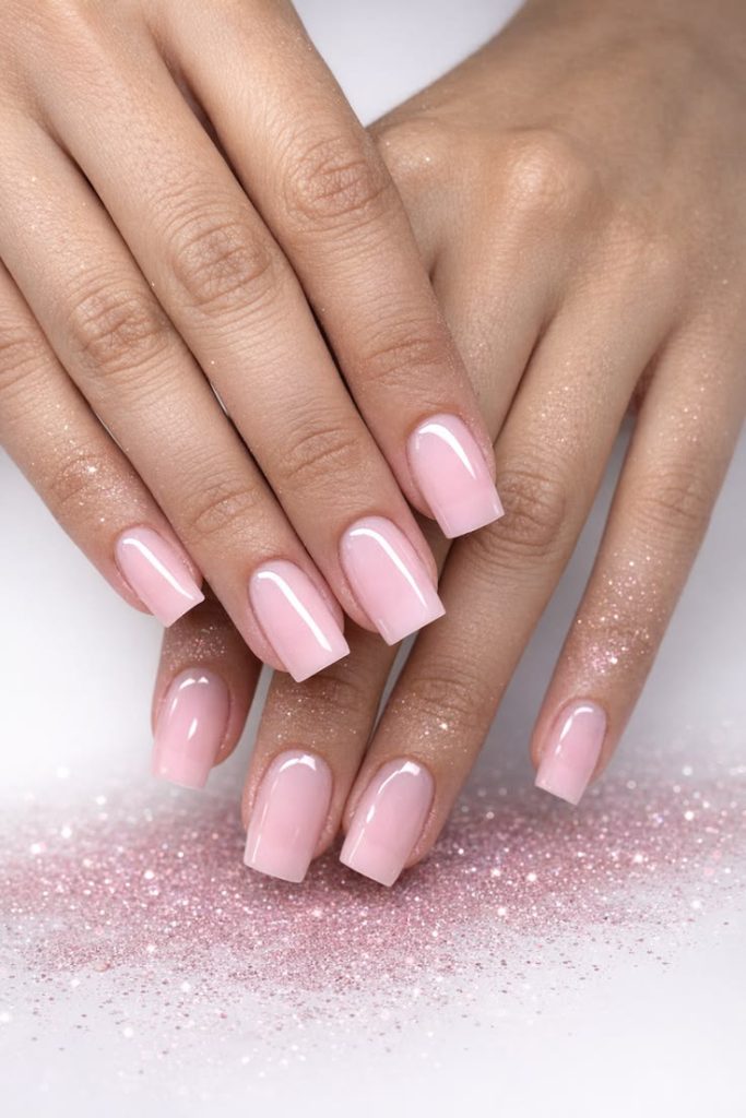 Milky Pink Glass Nails for a Fresh Natural Finish