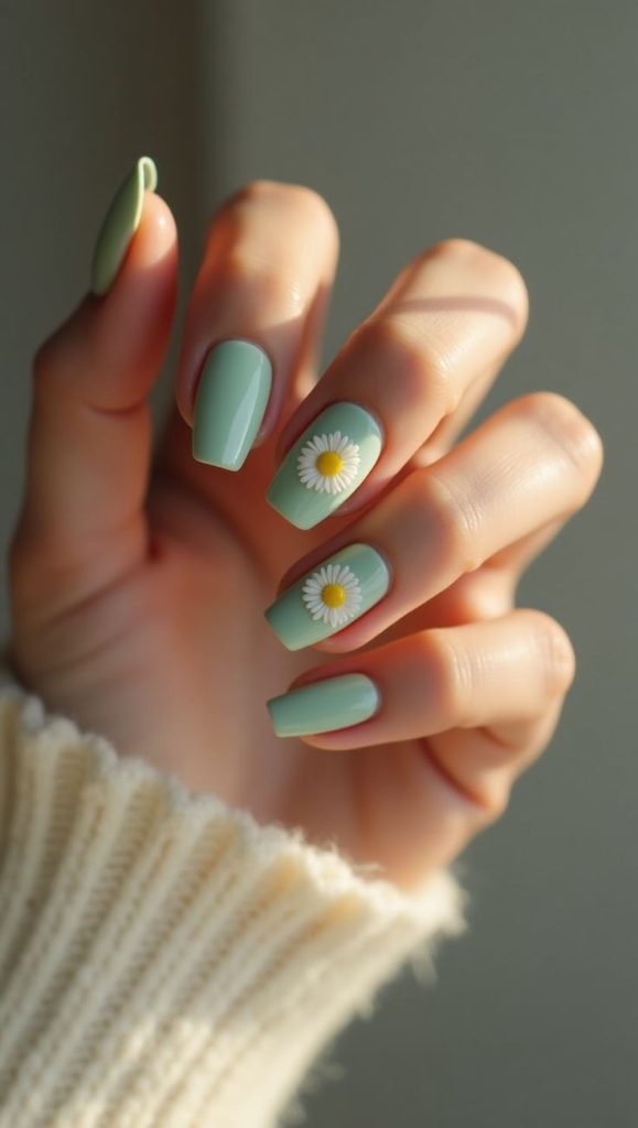 Mint Green Short Square Nails