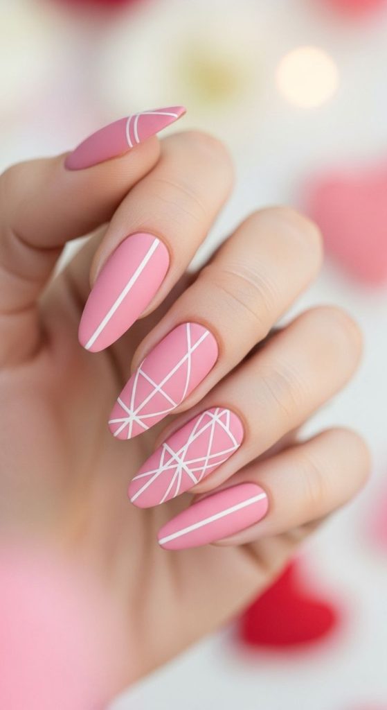 Modern Geometric Pink Nails