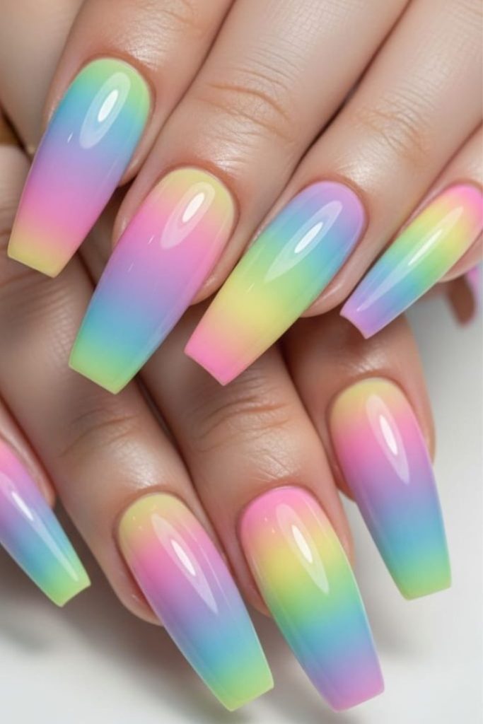 Muted Rainbow Nails