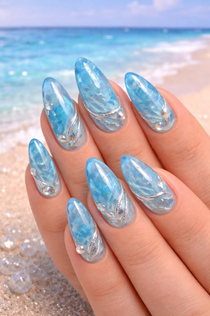 Nails with Ocean Waves