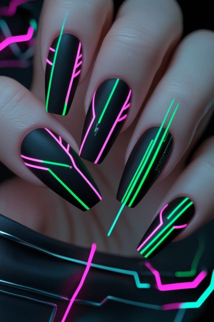 Neon Cyber Nails
