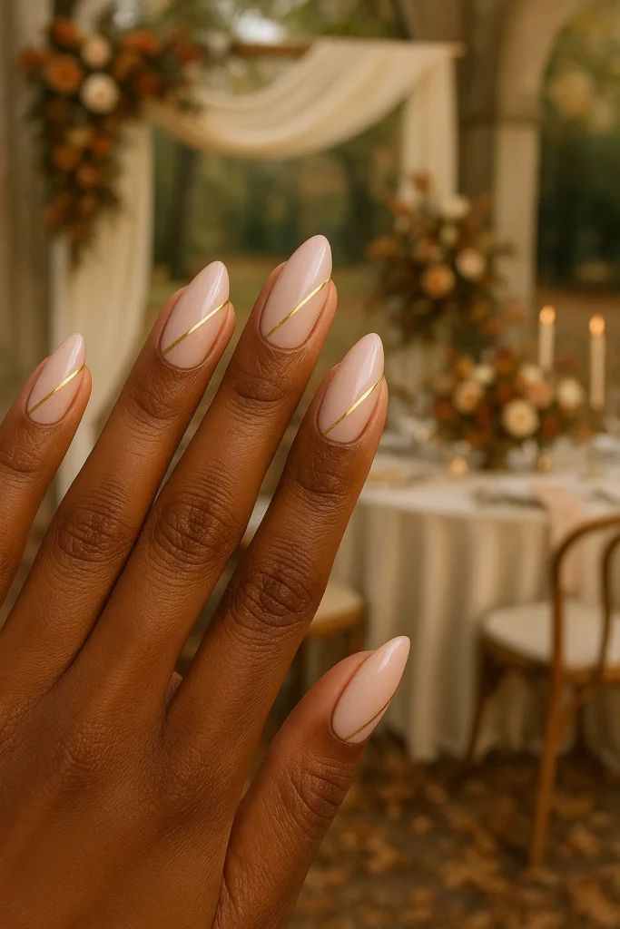  Nude Nails with Gold Touches