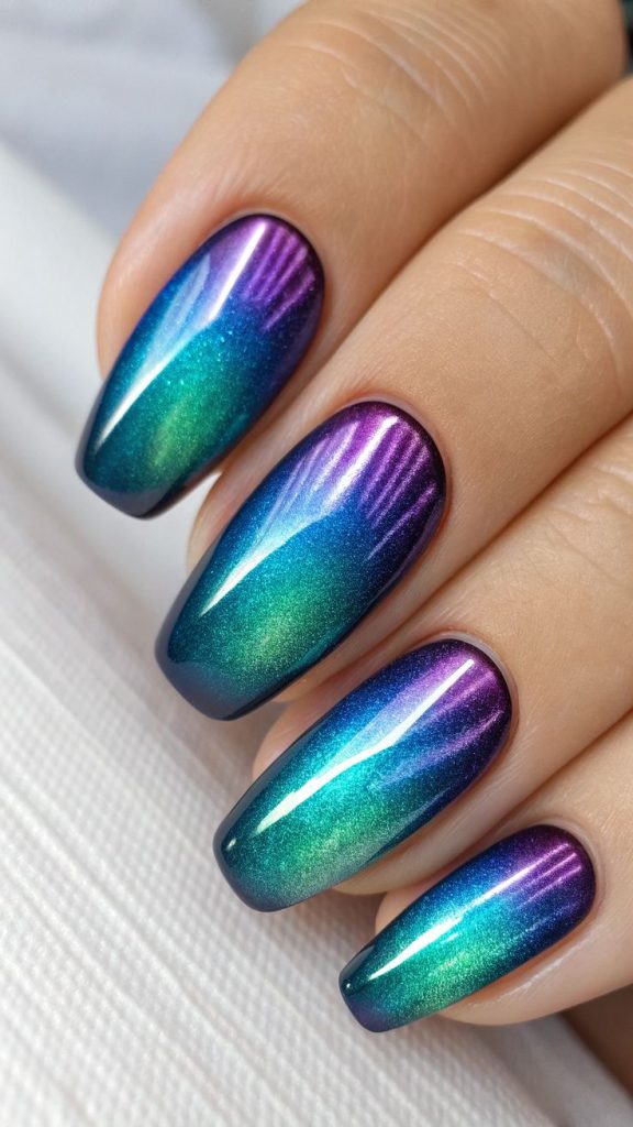 Ombre Cat Eye Nails with a Color Flow