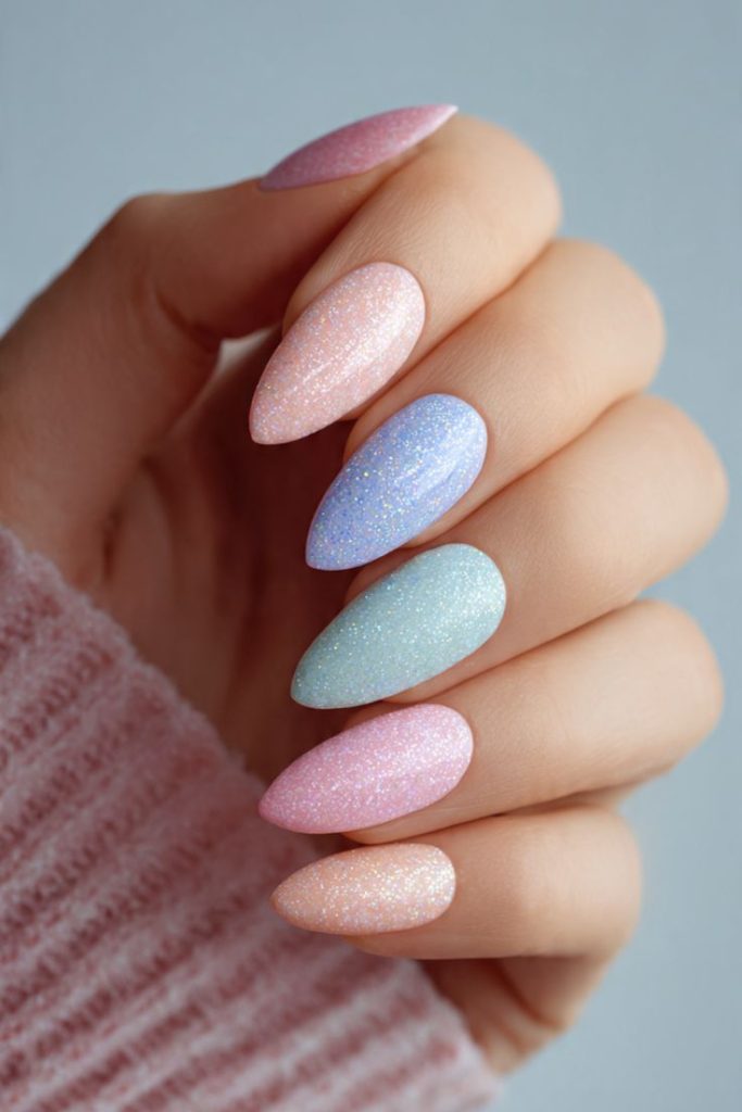 Pastel Nails with Sparkle