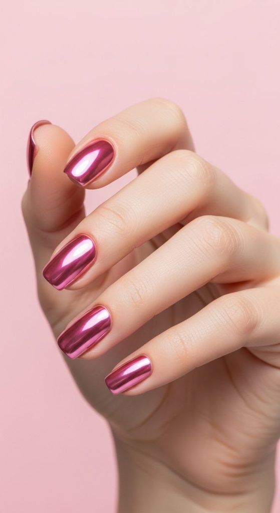 Pink Chrome Nails