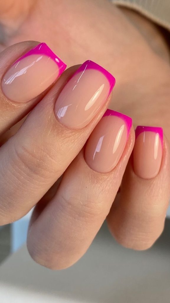 Pink French Tip for Short Nails