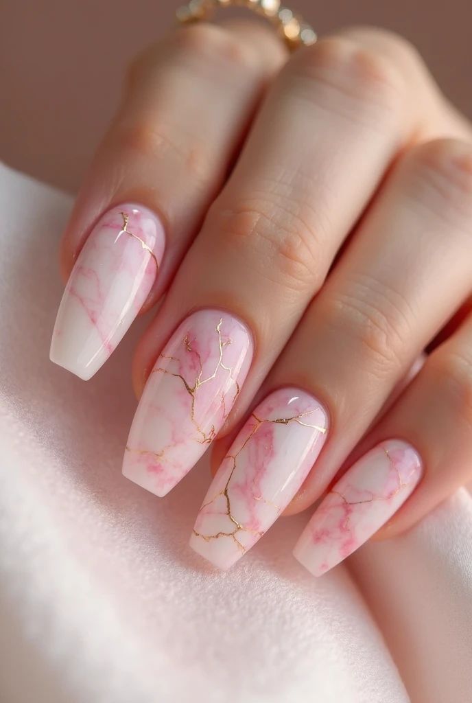 Pink Marble Nail Art