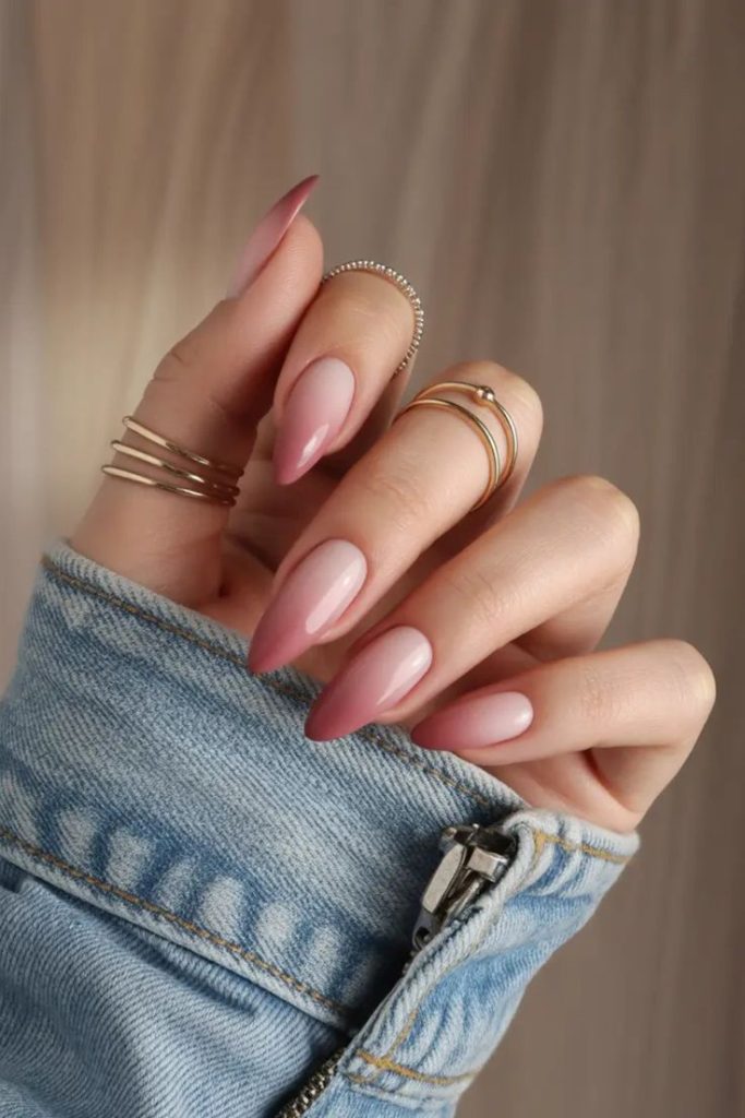 Pink Ombre Coffin Nails