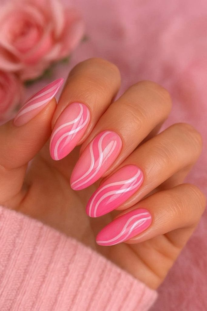 Pink Swirl Nail Art