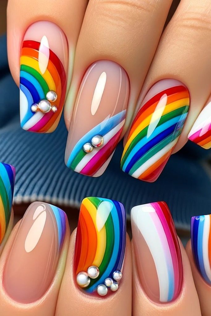 Rainbow Dot Nails