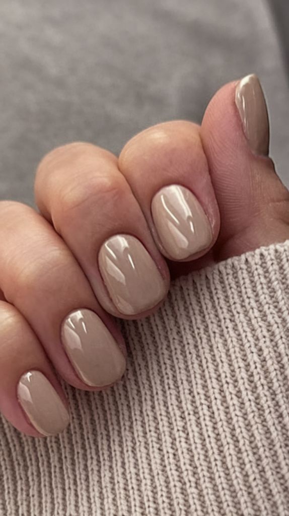 Sandy Beige Very Short Nails with Texture