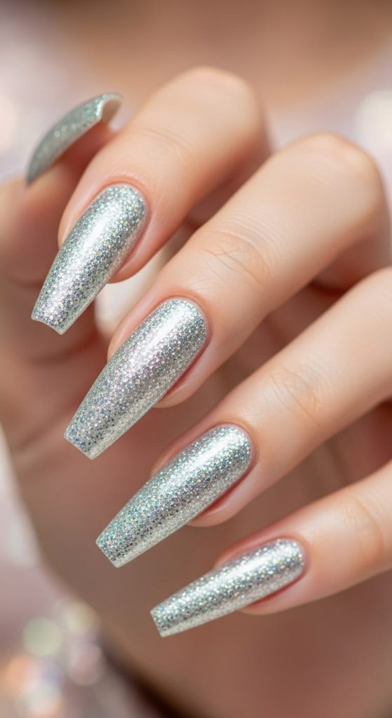 Shiny Silver Nails