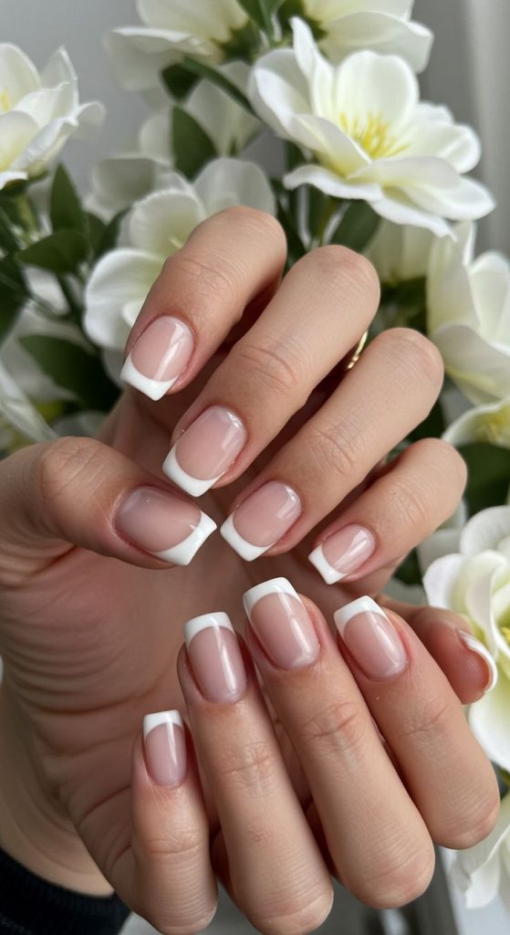 Short and Neat French Acrylic Nail Style