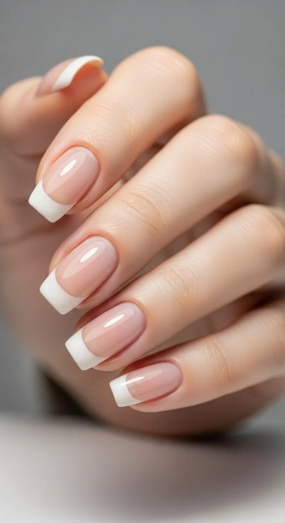 Simple Clean French Acrylic Nail Style