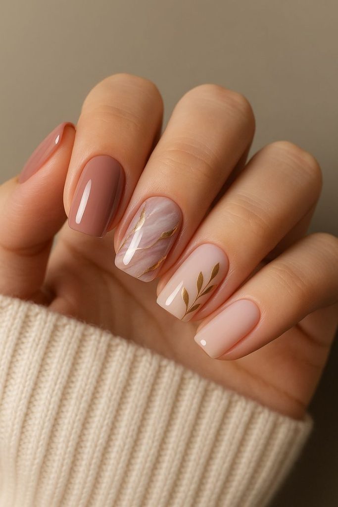 Simple Nude Pink Short Square Nails