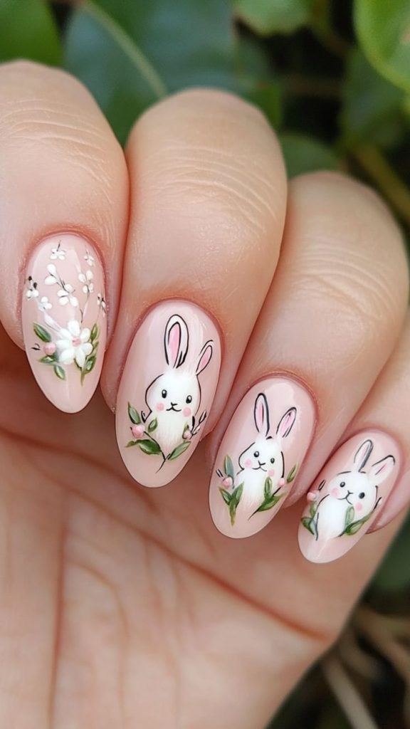 Simple Pink Tulips on Short Square Nails