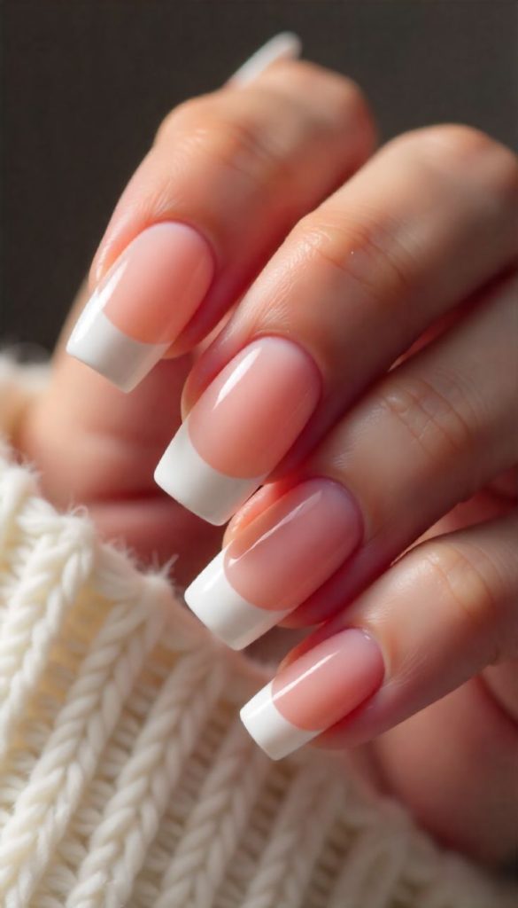 Simple White Tip Acrylic Nails for Wedding Events