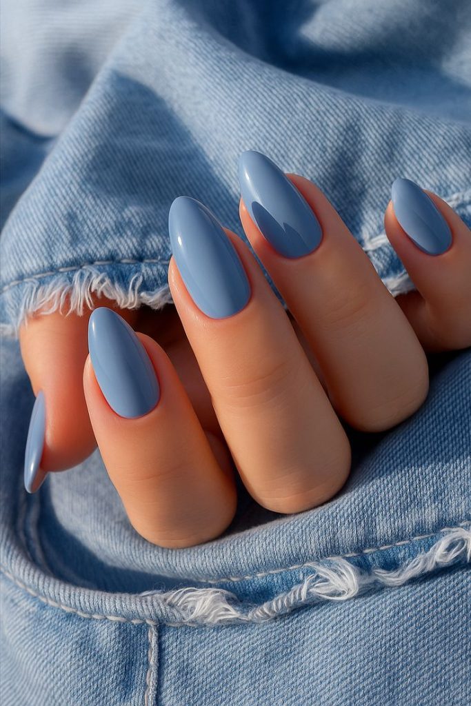 Sky Blue Almond Nails