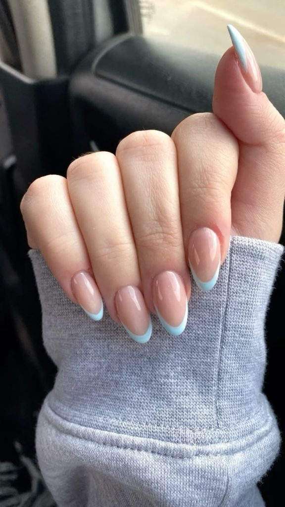 Sky Blue French Tip Nails