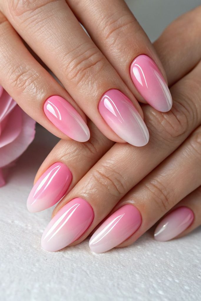 Sleeping Beauty Soft Pink Ombre Nails