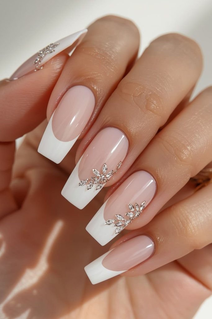 Soft Bridal French Acrylic Nails with a Elegant Touch
