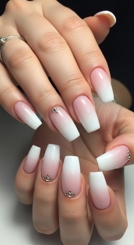 Soft Ombre French Acrylic Nails for Weddings