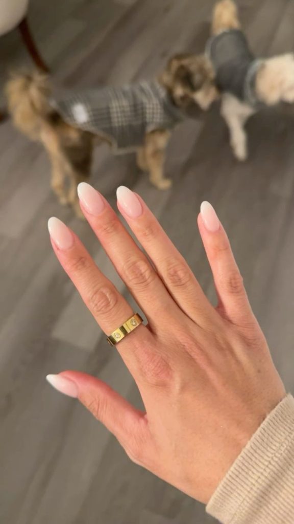 Soft Ombre Nails for Oval Diamond Rings