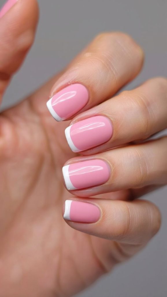 Soft Pink French Tip Nails for a Clean Classic Look