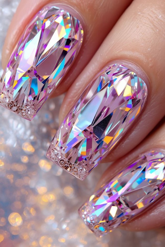 Sparkling Crystal Tip Nails for Full Glam Shine