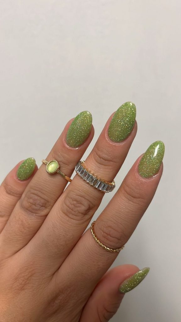 Sparkling Full Jade Glitter Nails