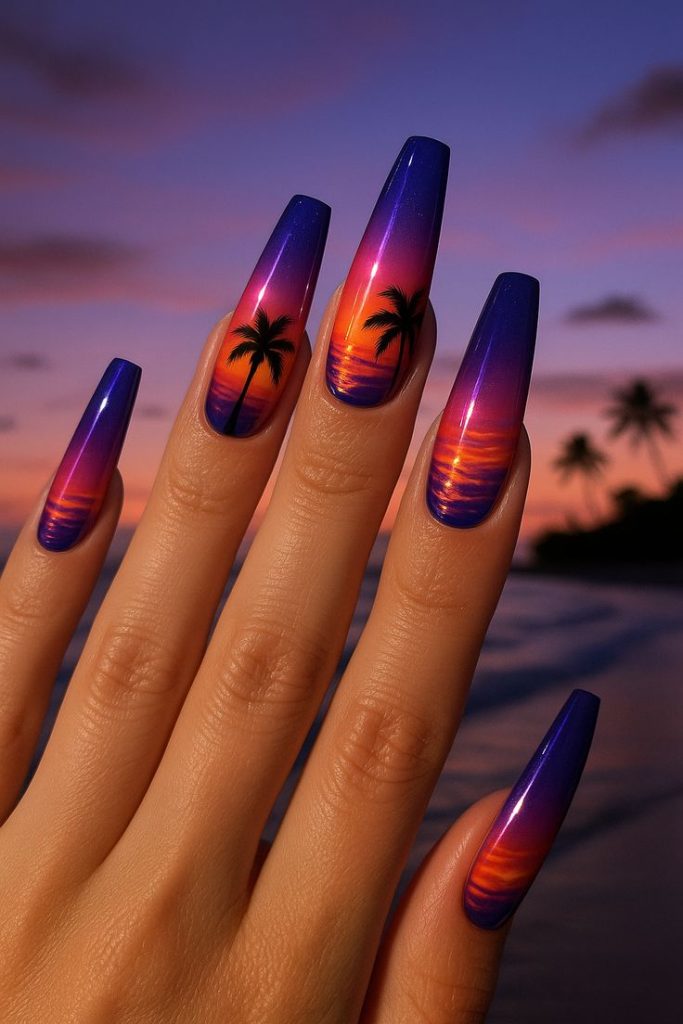 Sunset Stripe Nails
