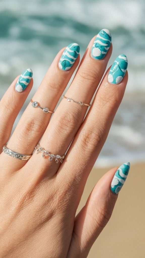 Surfboard Stripe Nails