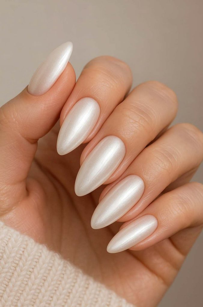 White Chrome Nails for a Fresh Modern Style