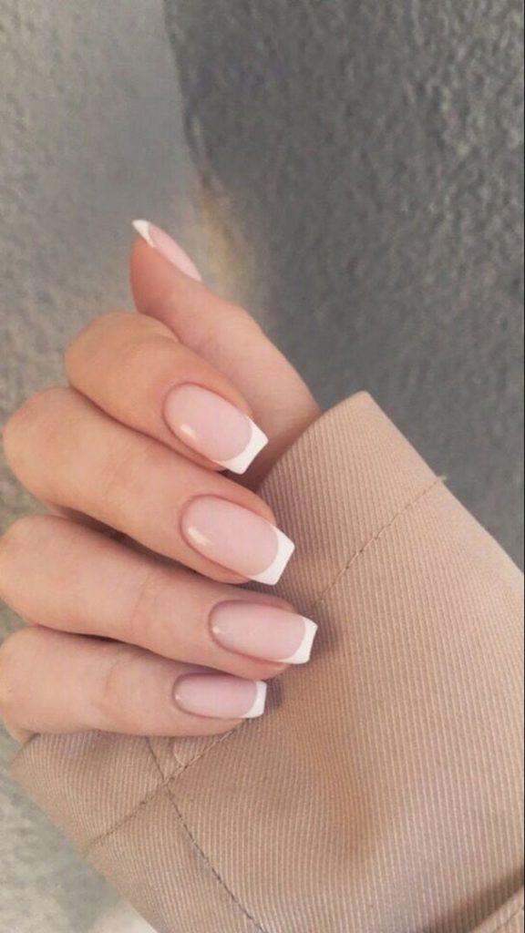 White French Tip Coffin Nails