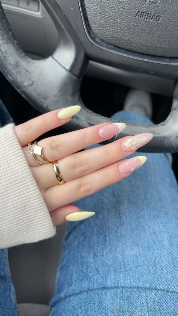Yellow Tulip French Tips