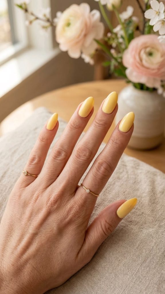 Glossy Banana Yellow Nails