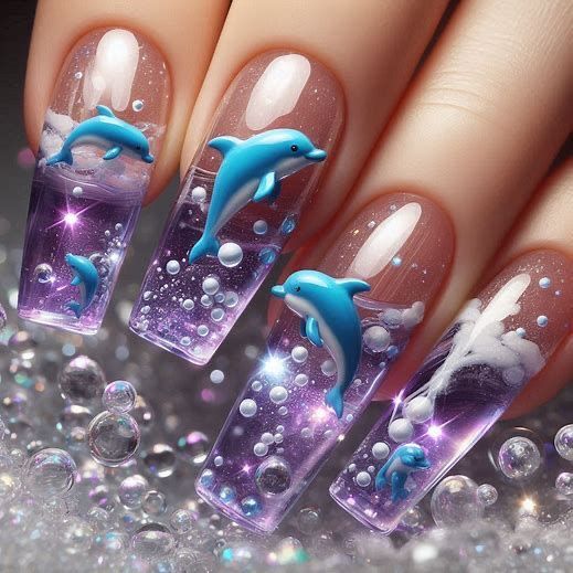 Dolphin or Whale Nails