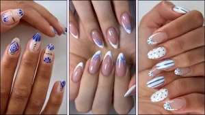 10 Blue and White Floral Nail Ideas You Will Love | Fingers Nail